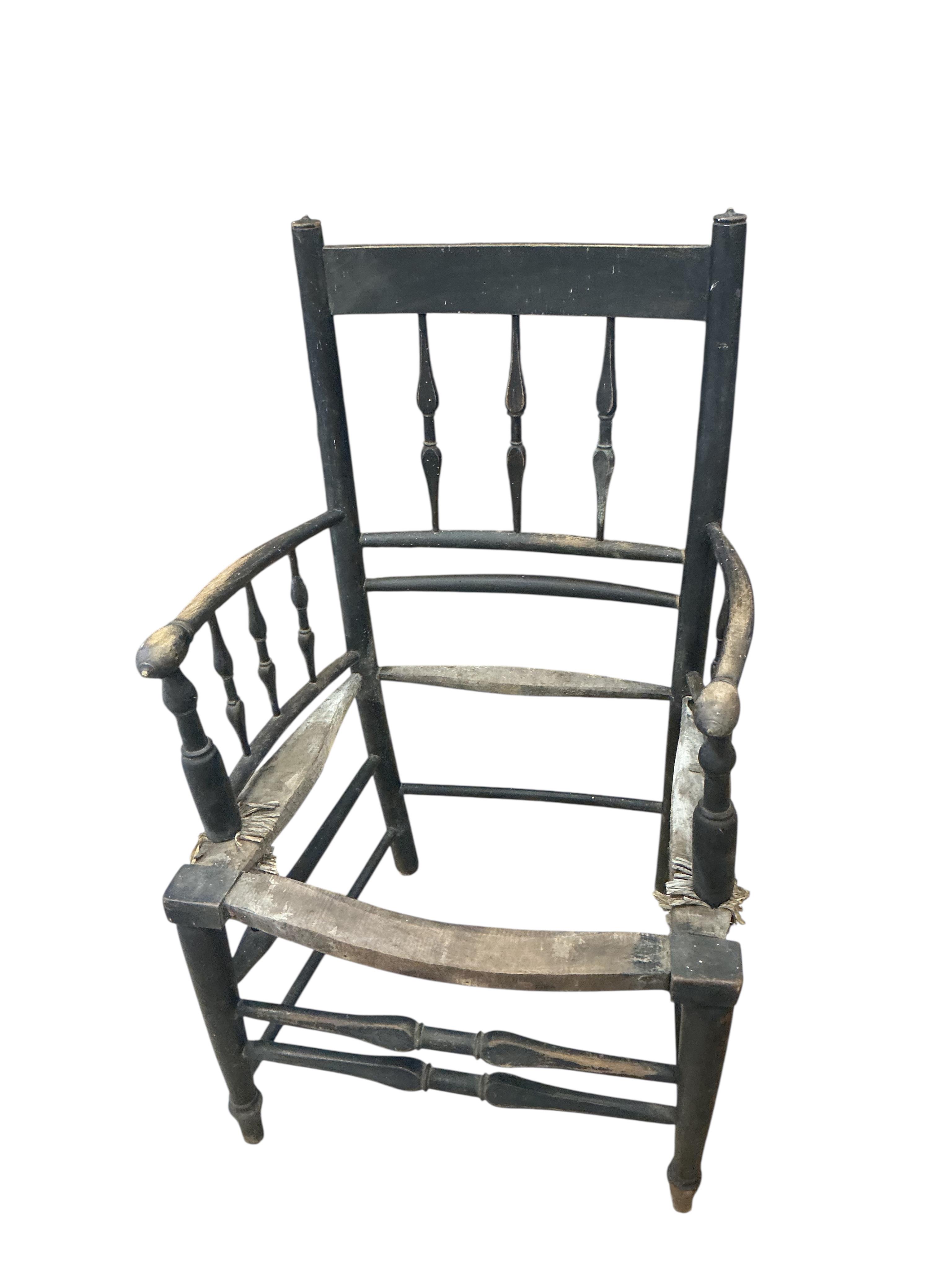 Six 19th century and later Sussex elbow chairs, in need of restoration